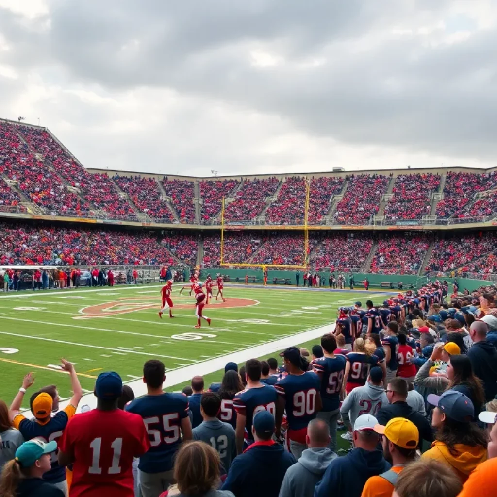 Cheering fans at an Ohio high school football playoff game