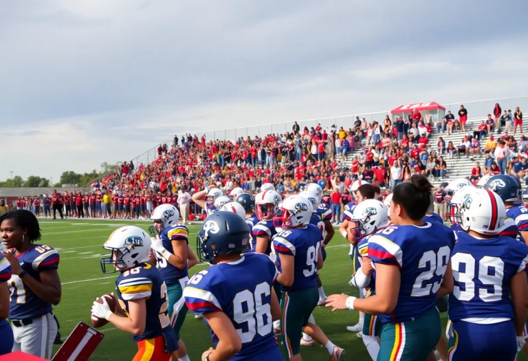 Exciting high school football game in Ohio with players and spectators