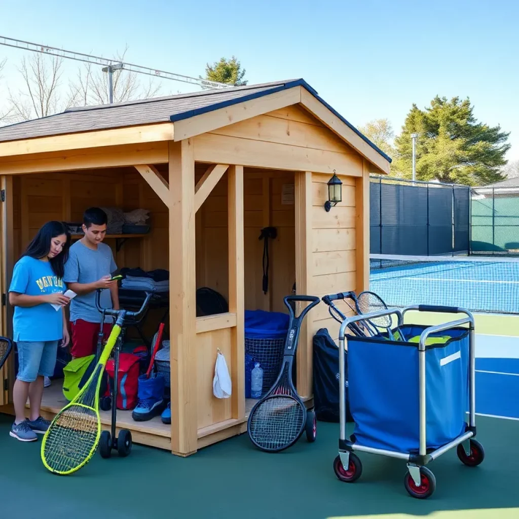 Storage shed beside tennis courts in Otsego
