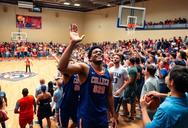 Dynamic basketball scene at the University of Oklahoma