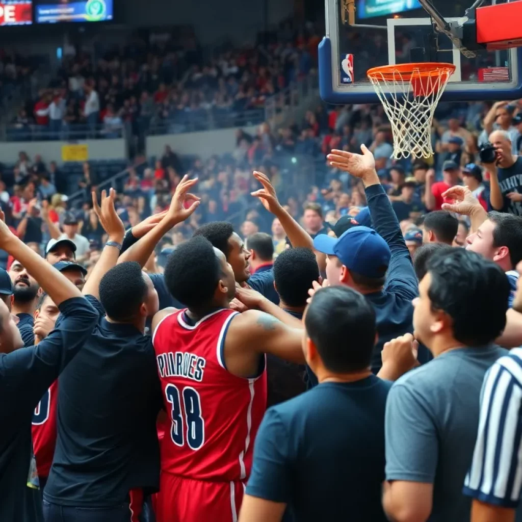 Incident at Pasco-Hanford basketball game with chaos among fans and players.