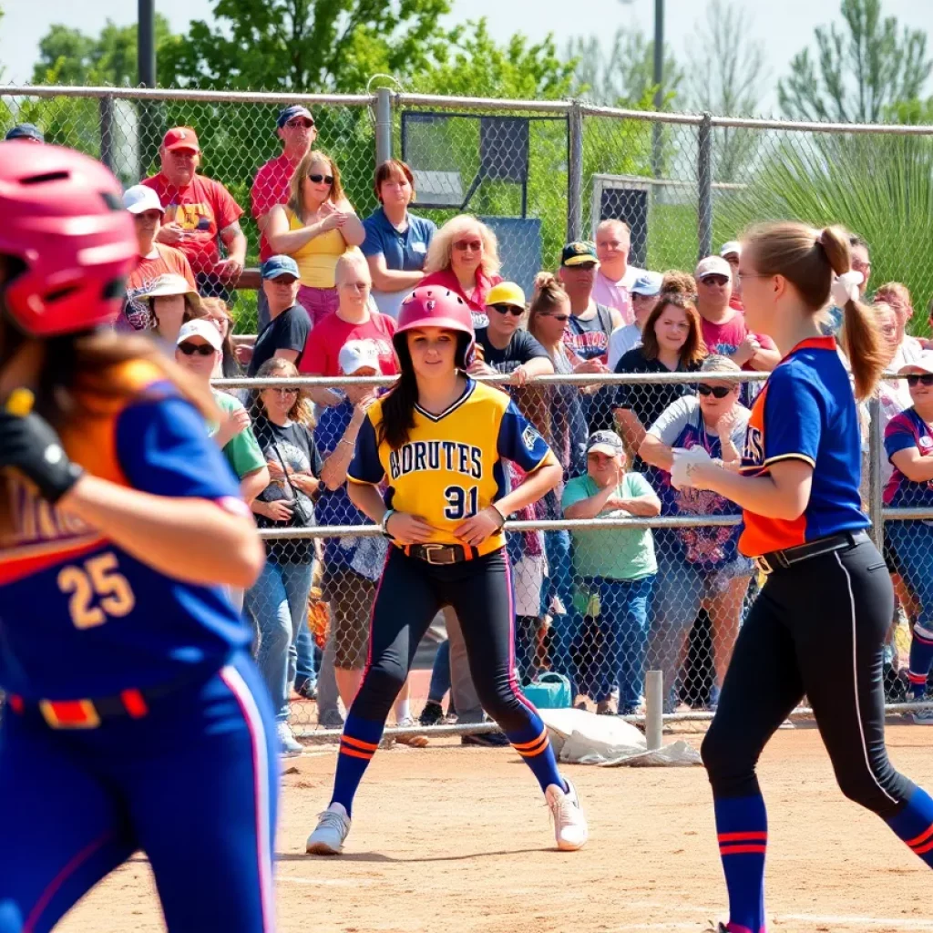 High school softball players in action during the All-Star Game