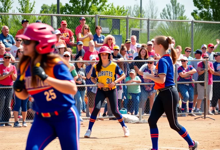 High school softball players in action during the All-Star Game