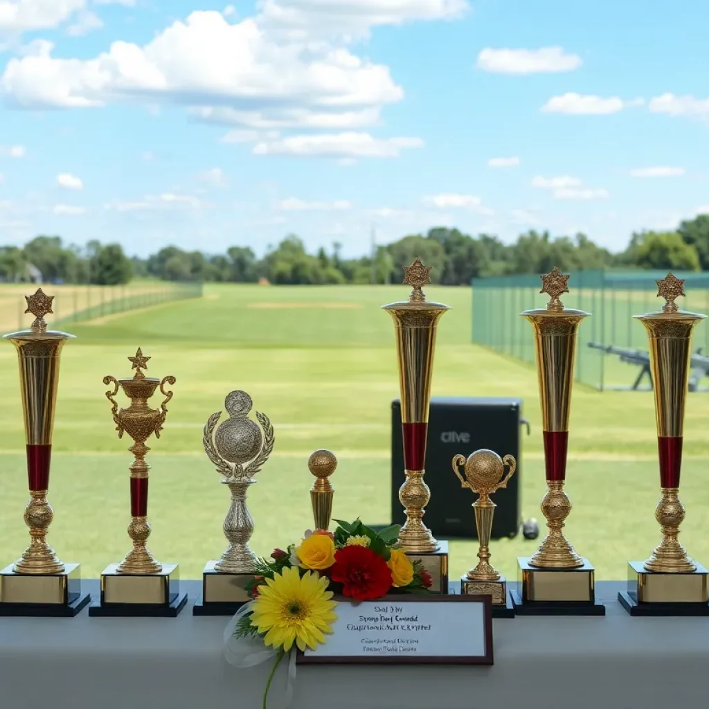 Golf trophies displayed at Pipestone's awards ceremony