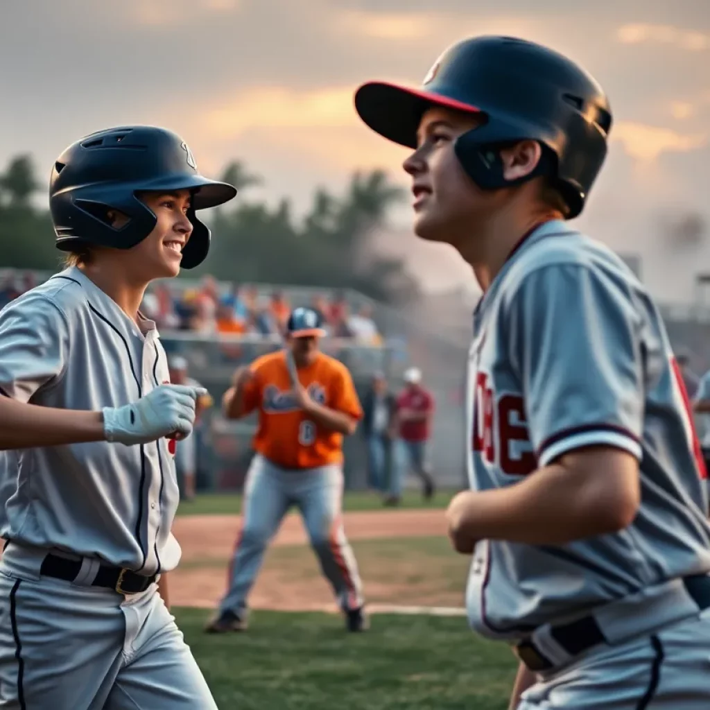 Young baseball players in action during a game in Pittsgrove.