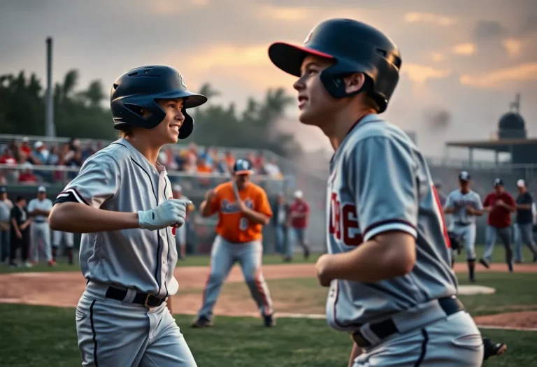 Young baseball players in action during a game in Pittsgrove.