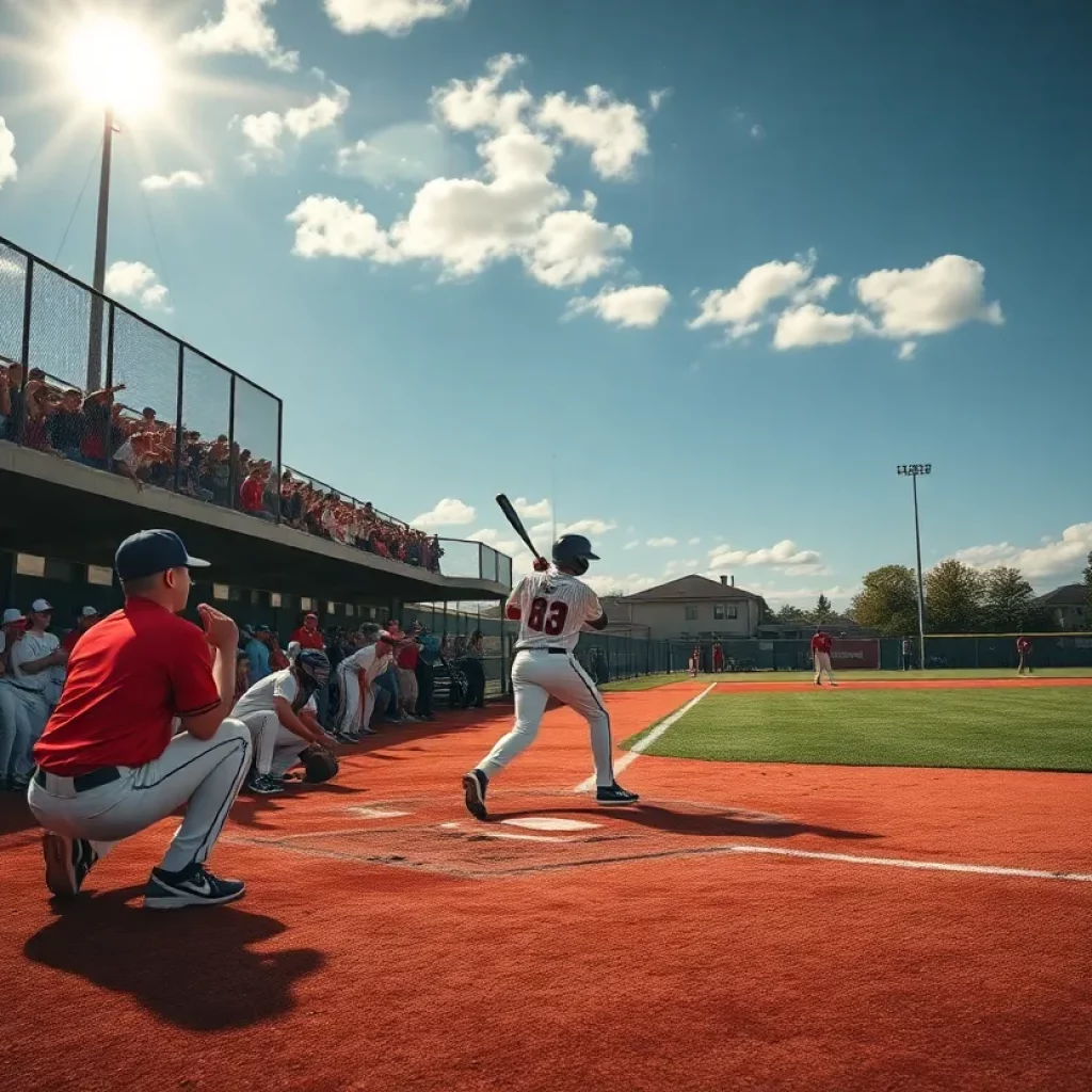 Pleasant Valley baseball team in action during a game.