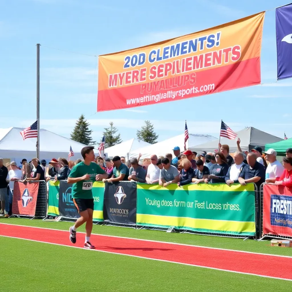 Community sports celebration in Puyallup with athletes and fans