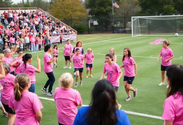 Community event for breast cancer awareness at the soccer game