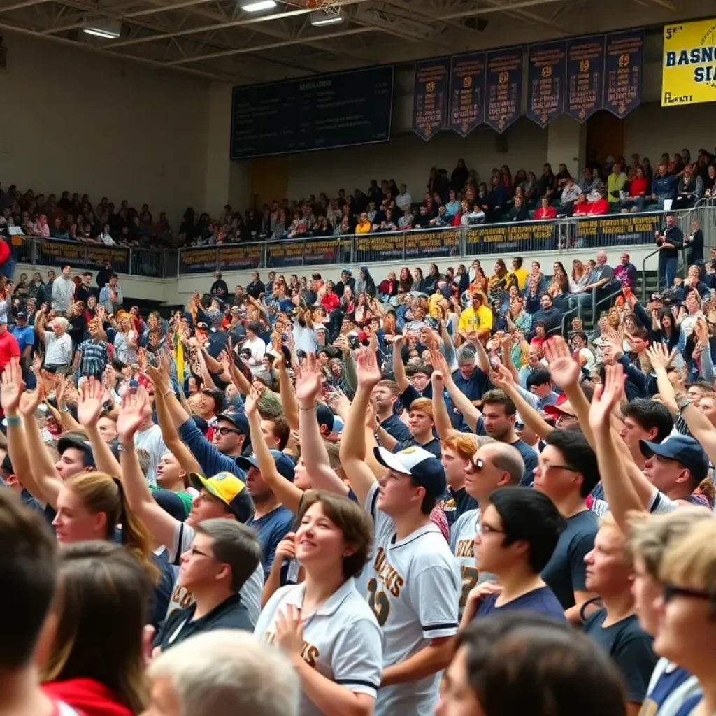 Crowd supporting Racine Park High School basketball team