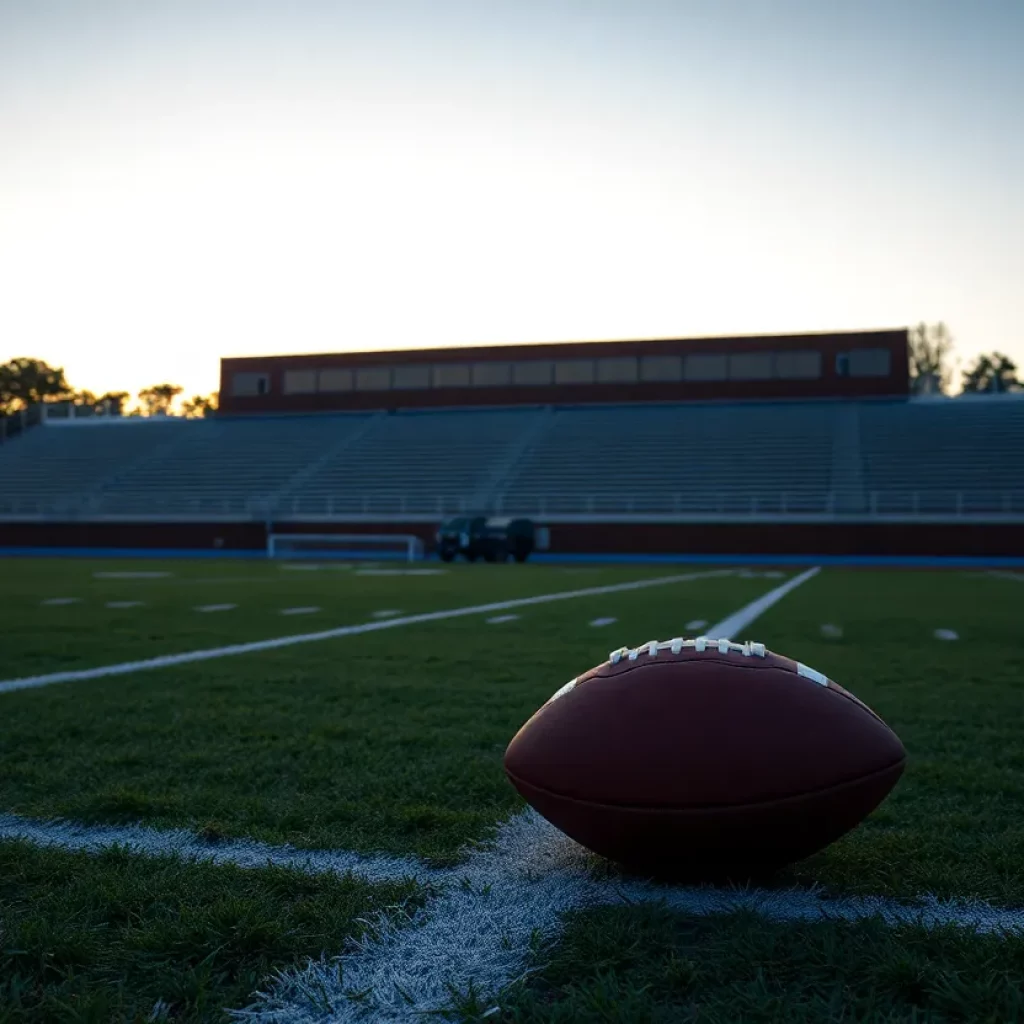 Empty football field at Roosevelt High School