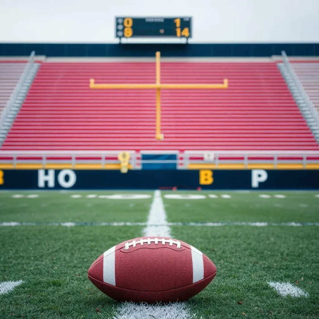 Empty football field at Roosevelt High School