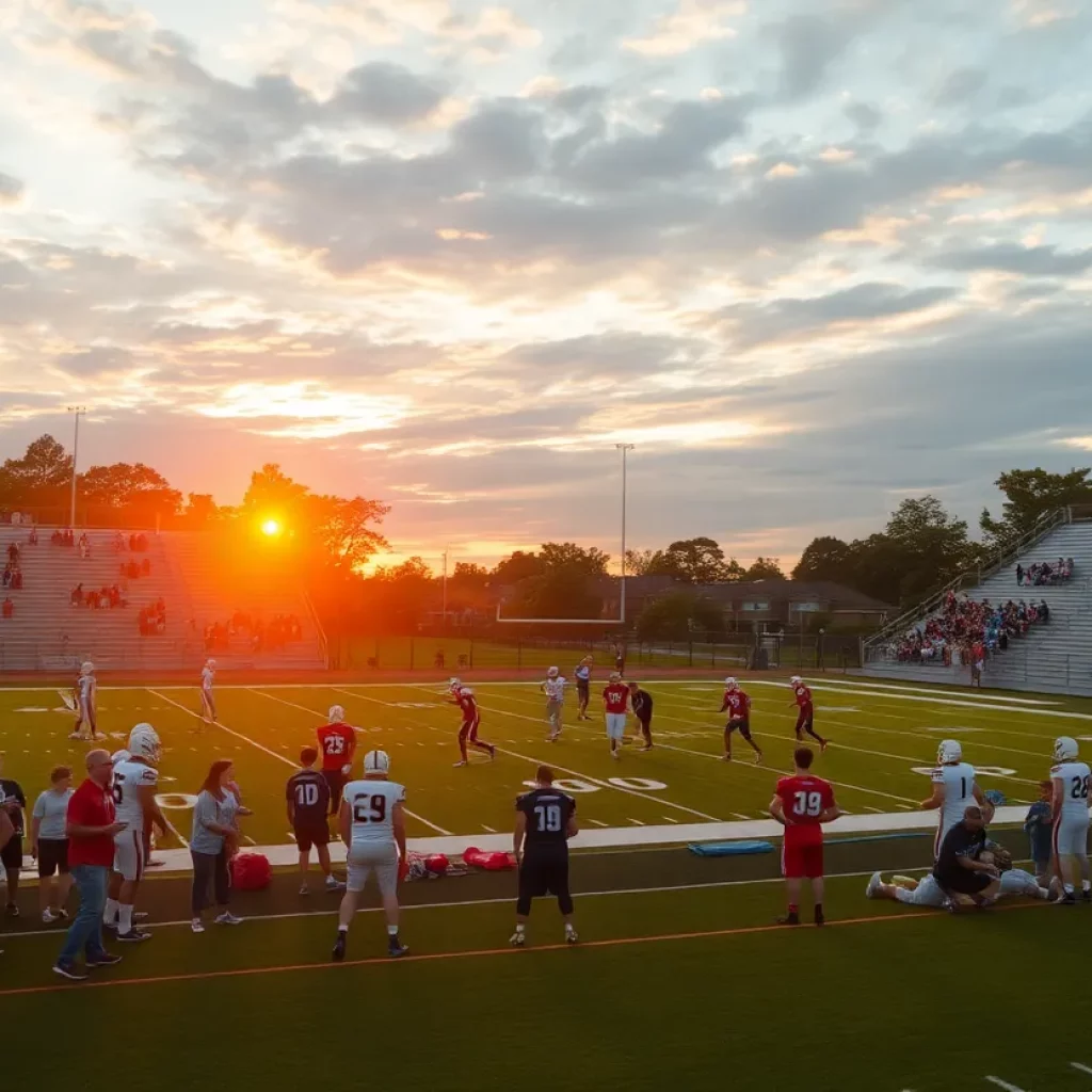 Football practice at San Gabriel Valley High School