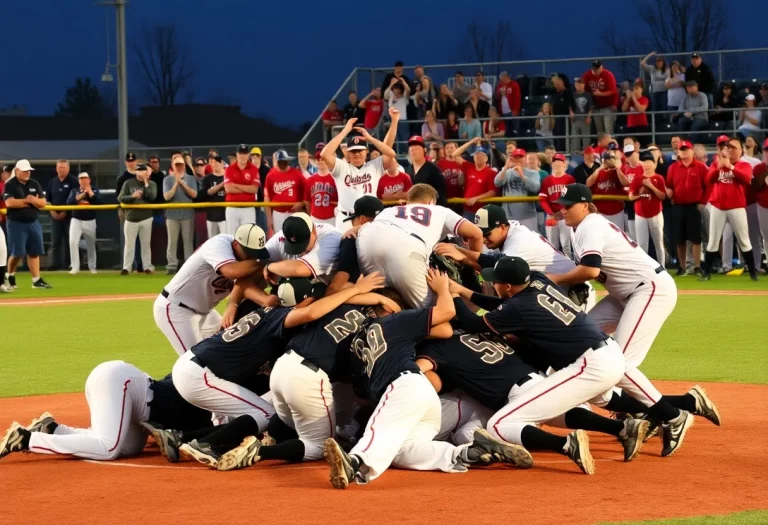 Saratoga Springs baseball team celebrating their championship win