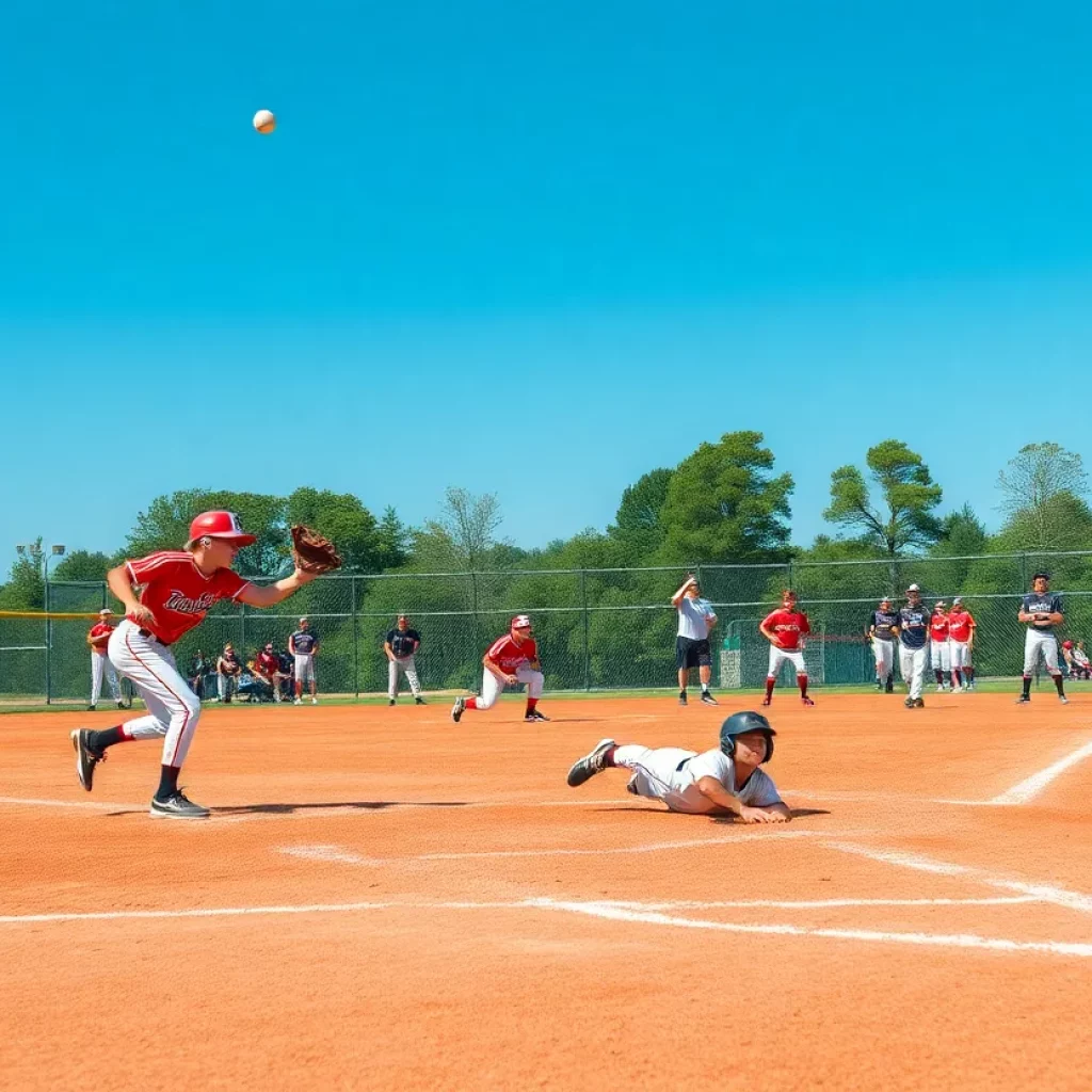 Baseball players from Sioux City high schools practicing on the field