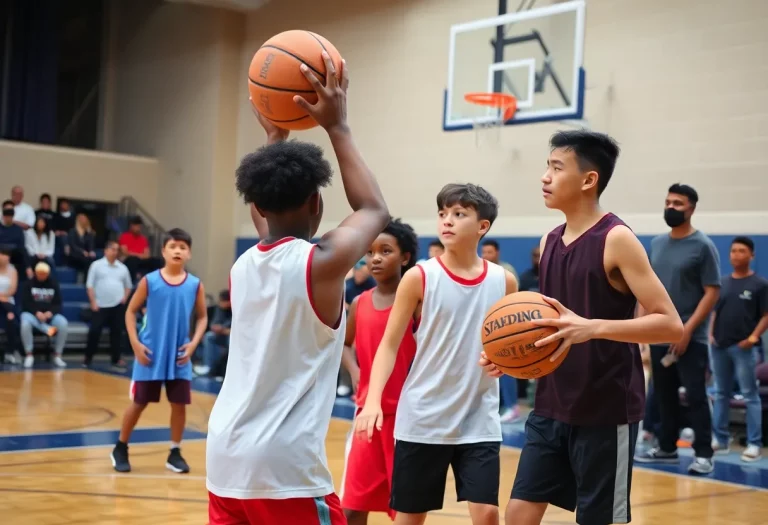 Young athletes participating in the Sioux Falls basketball combine.