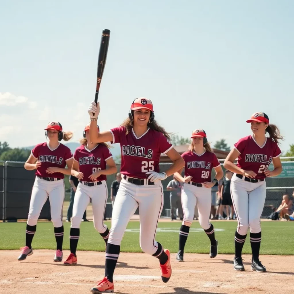 Softball players competing in a high school tournament