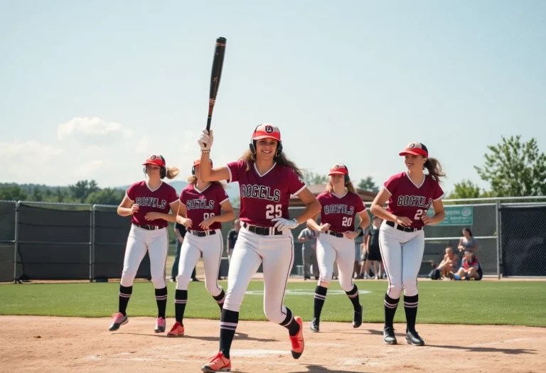 Softball players competing in a high school tournament