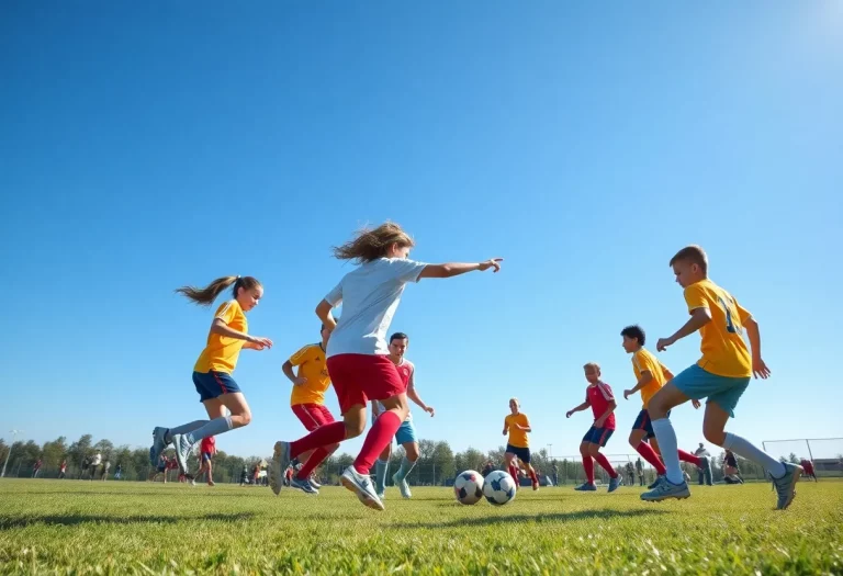 Players from Siouxland high schools playing soccer on a field