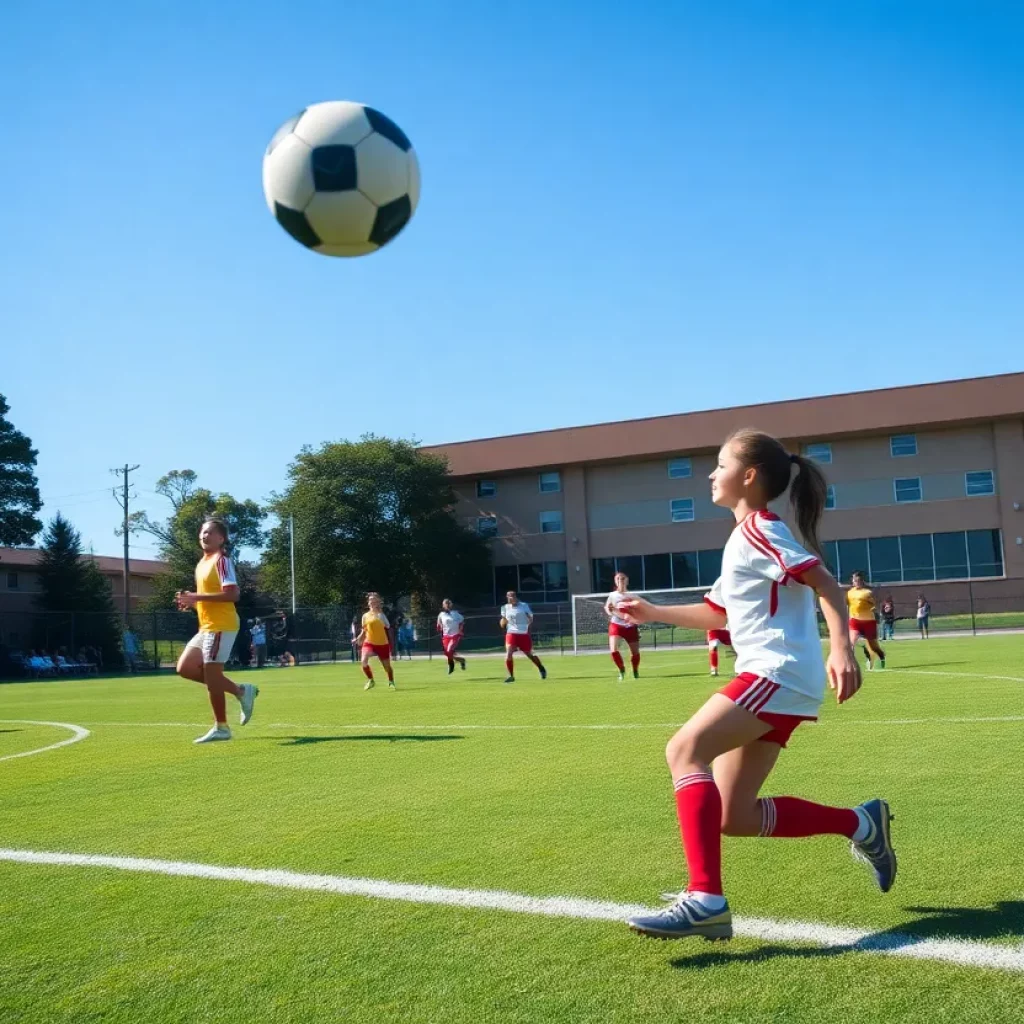 Soccer players from Lyons Township in action on the field during a match
