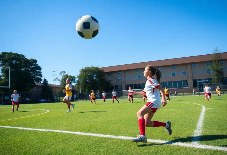 Soccer players from Lyons Township in action on the field during a match