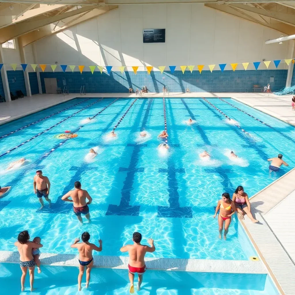 Conceptual design of the Solvang Aquatic Center showing two pools