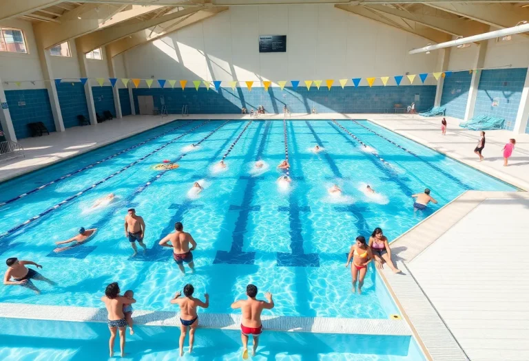 Conceptual design of the Solvang Aquatic Center showing two pools