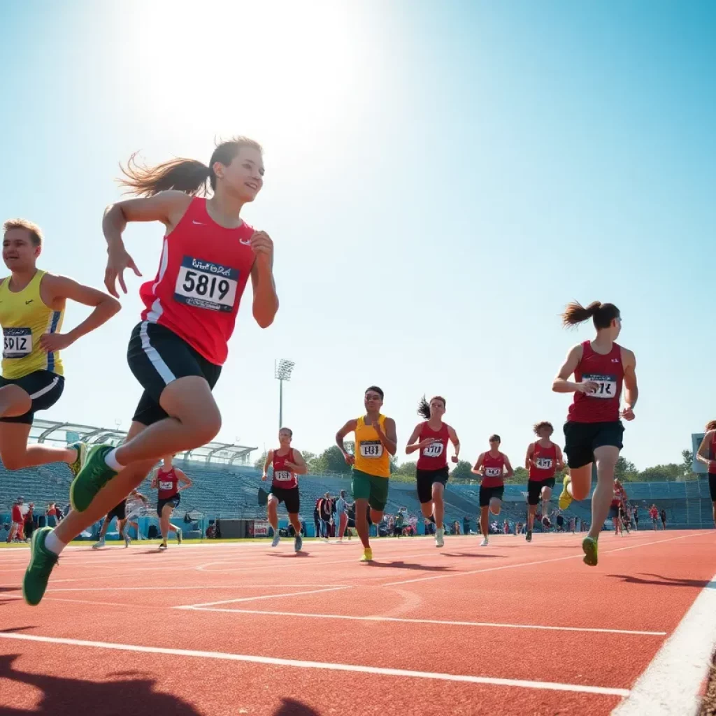 Athletes competing in South Dakota track and field events