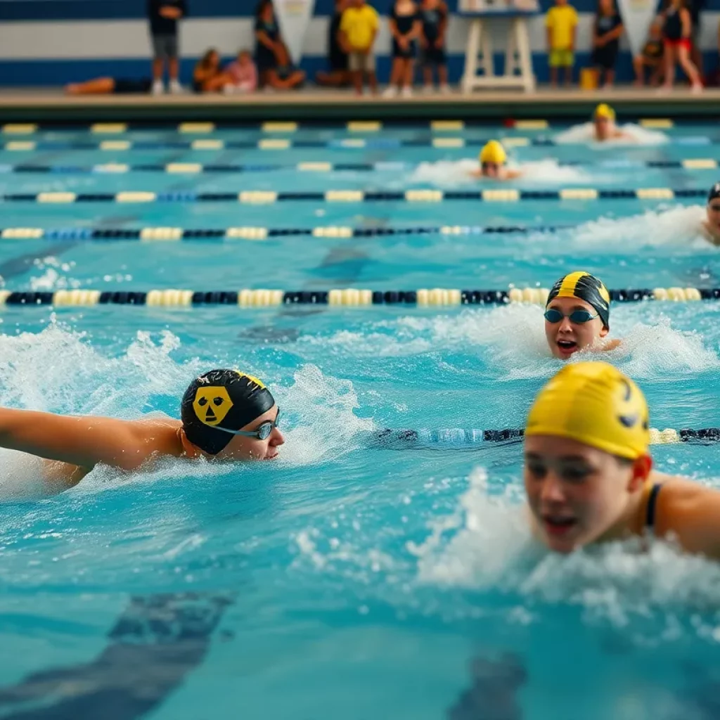 High school swimming competition at Southlake Carroll