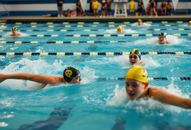 High school swimming competition at Southlake Carroll