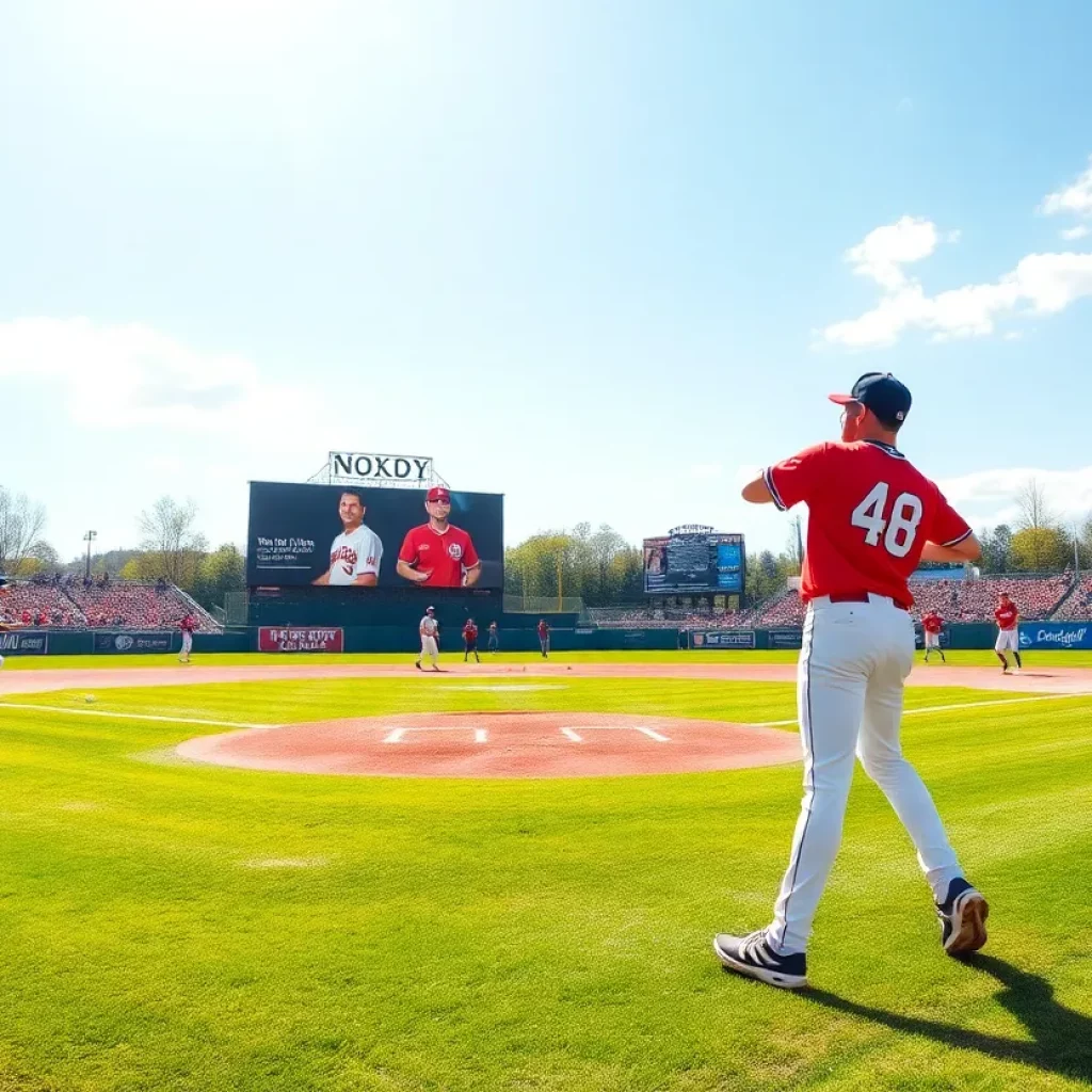 High school baseball players playing on a sunny field