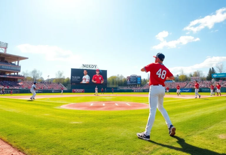 High school baseball players playing on a sunny field