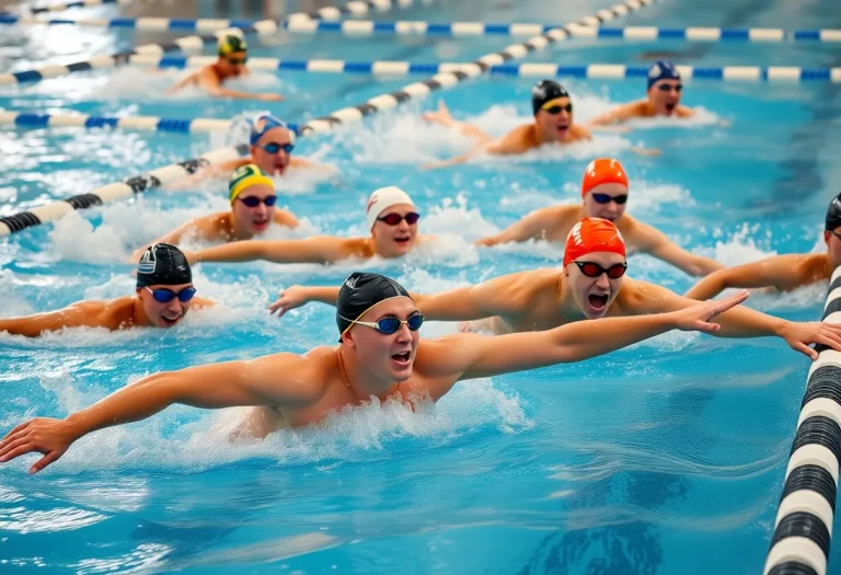 Swimmers from Taft High School competing in a swim meet