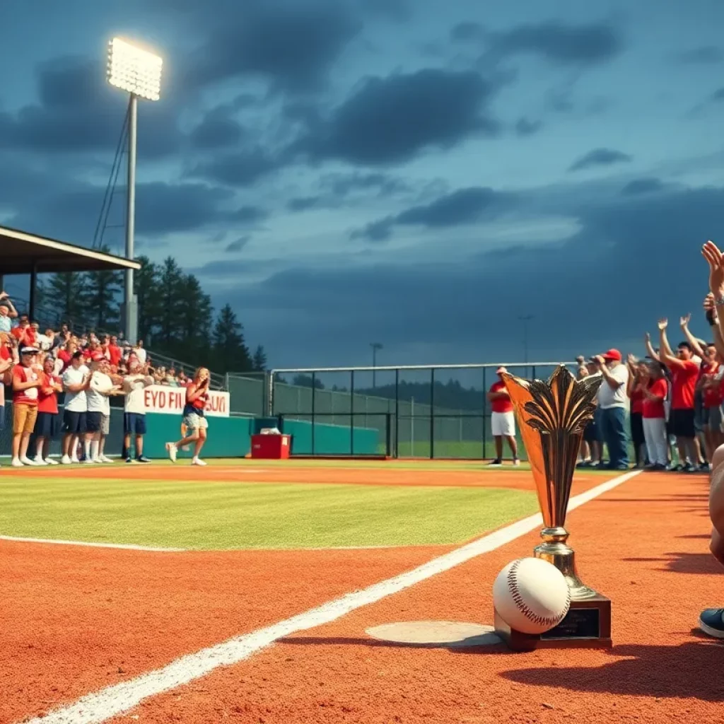 Celebration of high school baseball victory