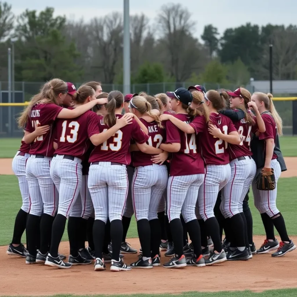 Taunton softball team celebrating their state championship victory.