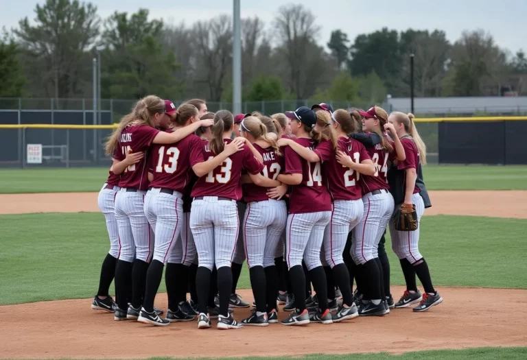 Taunton softball team celebrating their state championship victory.