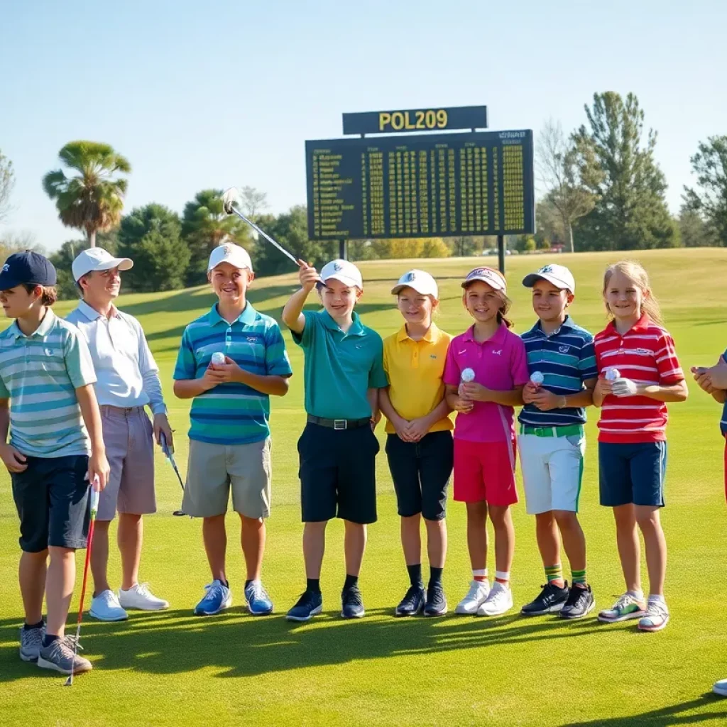 Young golfers celebrating at a tournament