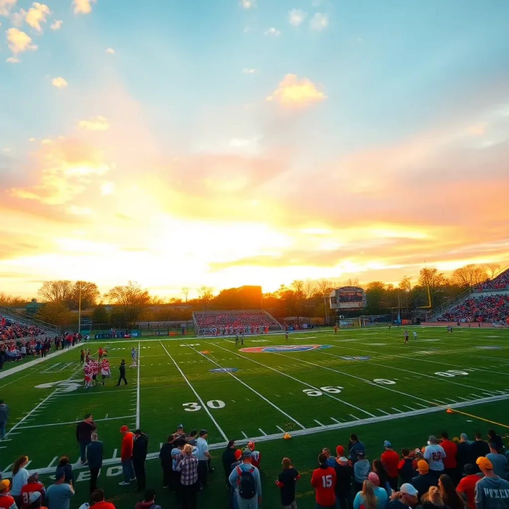 Thornton Academy Trojans football players on the field