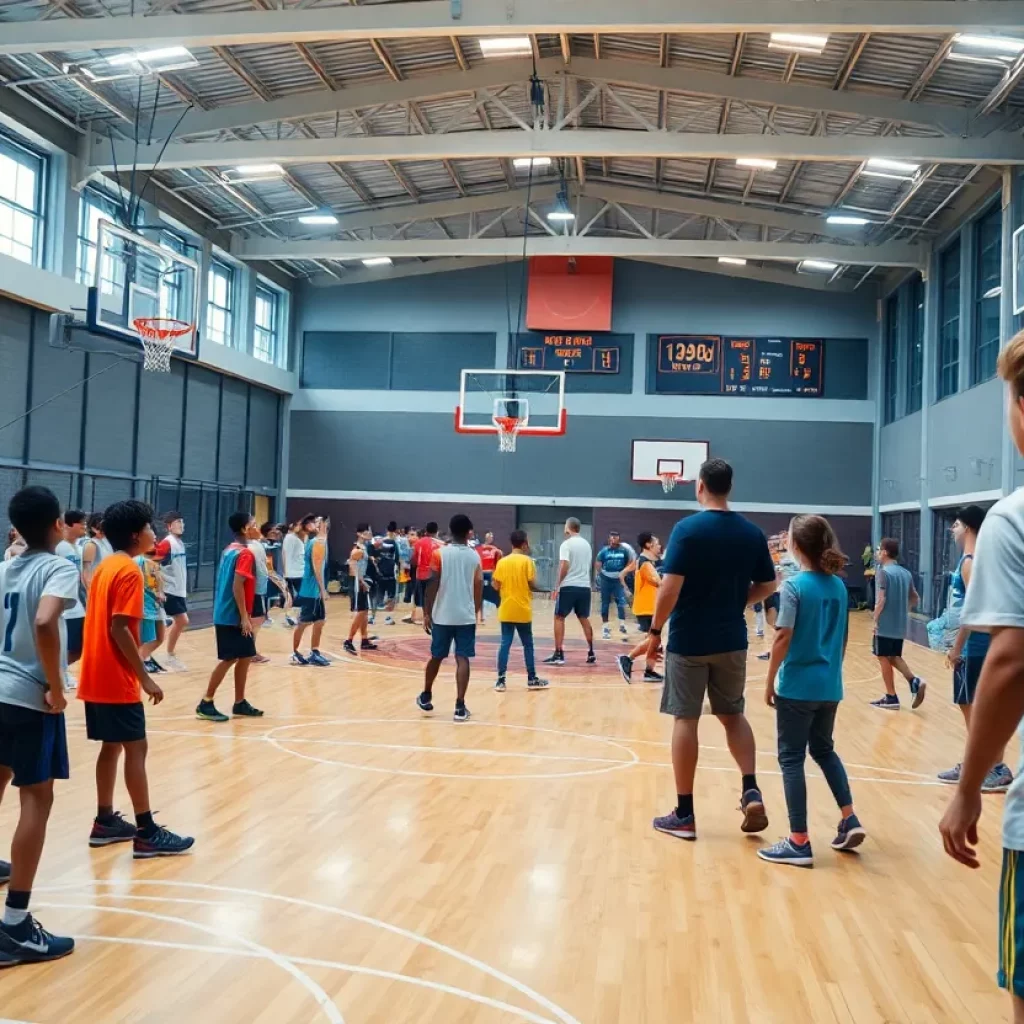Young athletes participating in the Top 100 Basketball Camp at Rock Hill Sports and Event Center