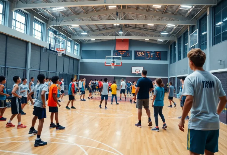 Young athletes participating in the Top 100 Basketball Camp at Rock Hill Sports and Event Center
