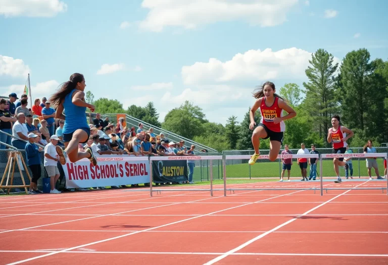 Celebration at track and field championships with athletes and spectators