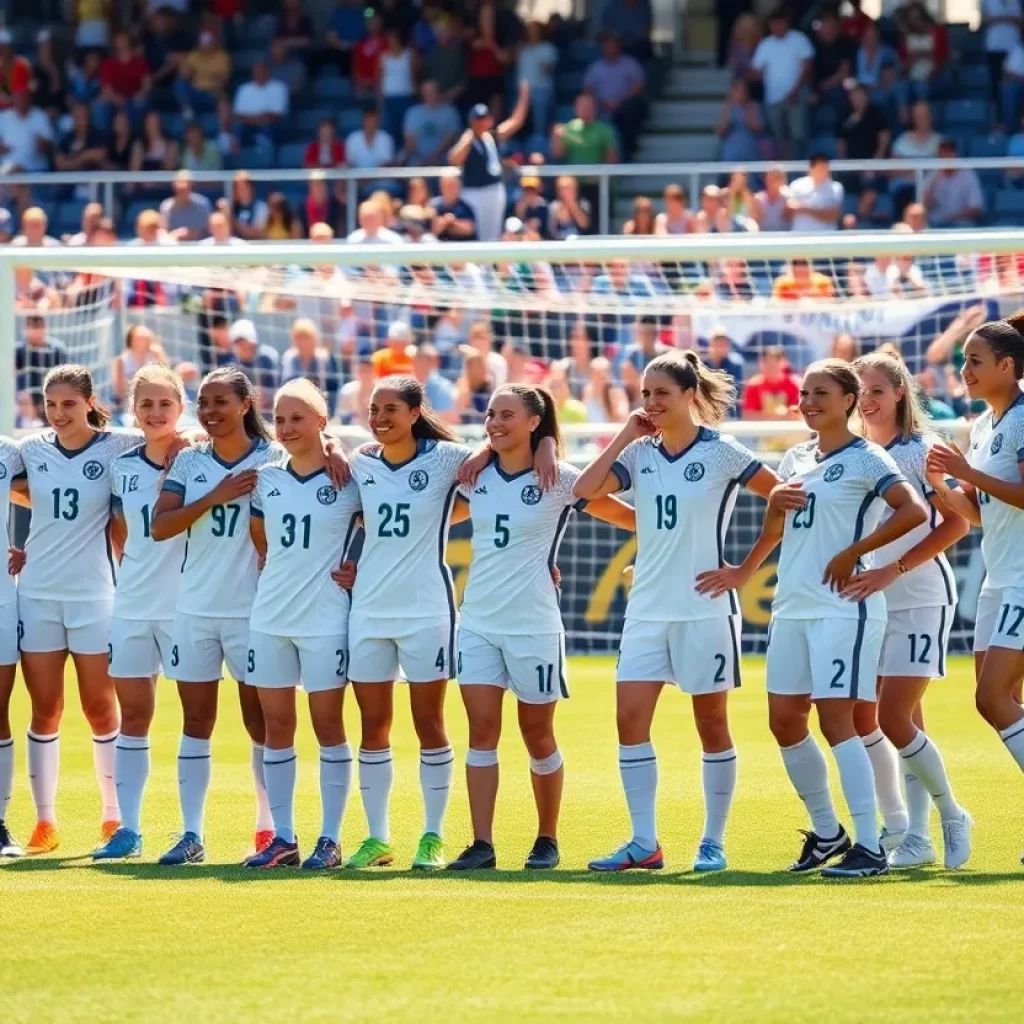 UAlbany women's soccer team photo with new freshmen players