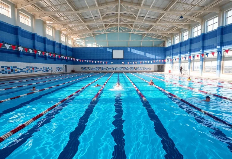 Aquatic center with swimming lanes