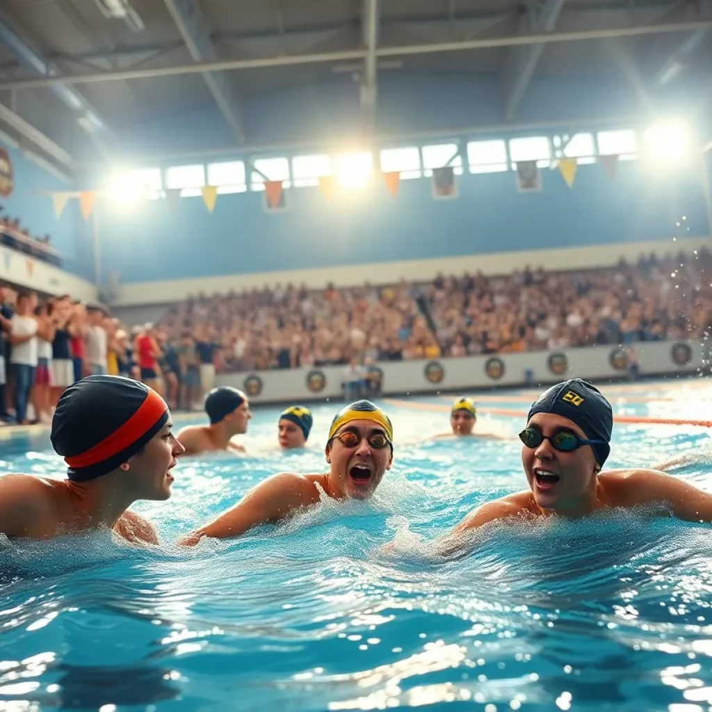UNLV Rebels men's swimming team in action at a competitive event