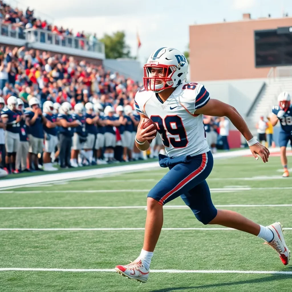 Wide receiver making a catch during a football game