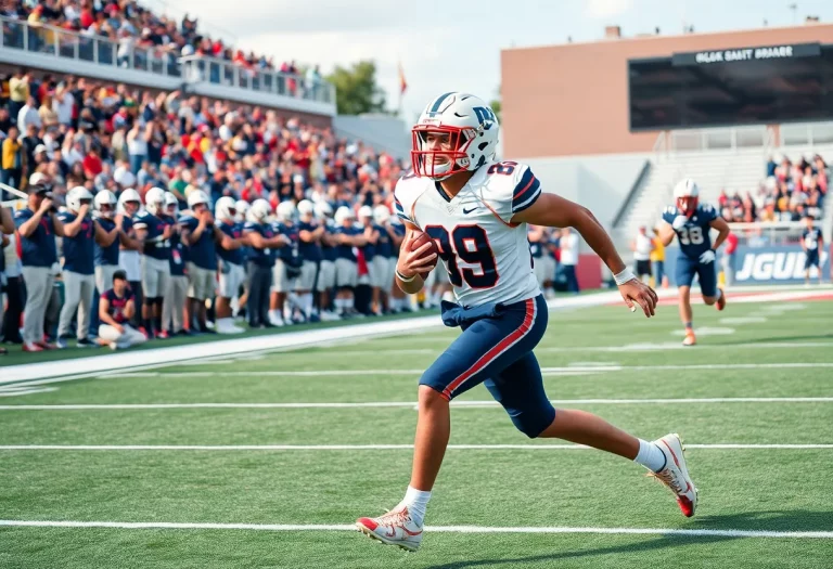 Wide receiver making a catch during a football game