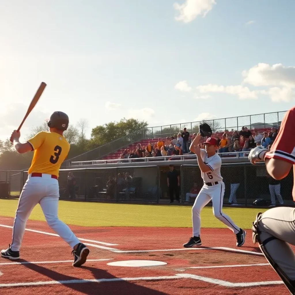 High school baseball players in action during a game in Vermont.