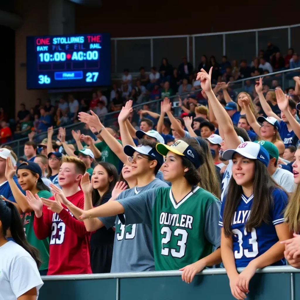 A scene from the Vermont High School Spring Playoffs with fans and athletes.