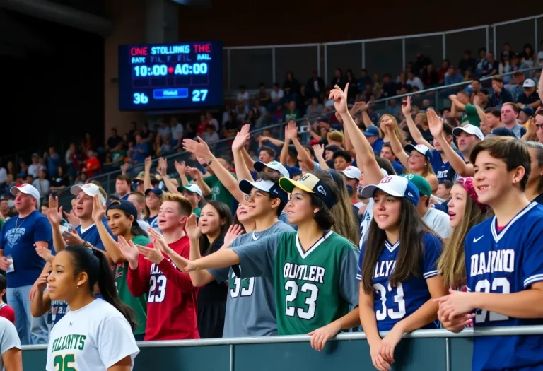 A scene from the Vermont High School Spring Playoffs with fans and athletes.