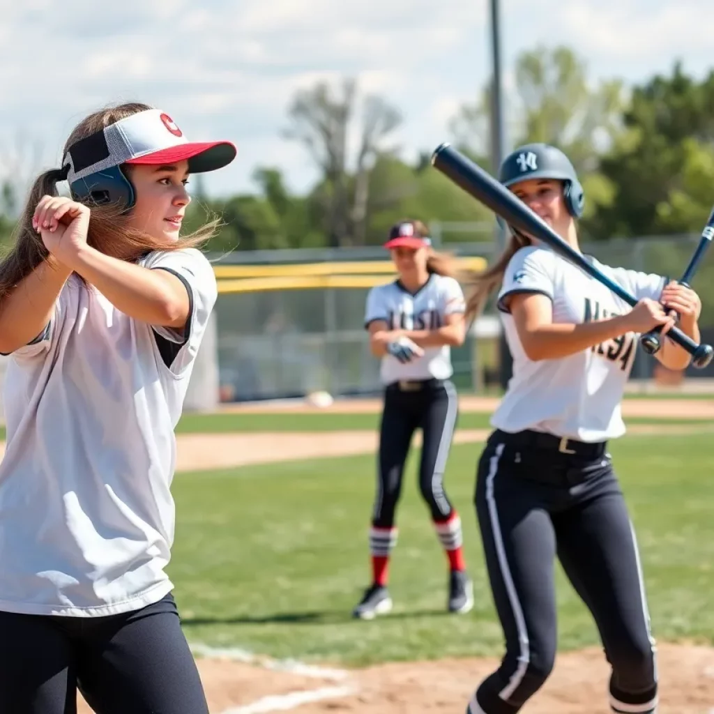 High school softball players showcasing their skills on the field